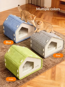 Mengwei Filz-Katzenbett für Alle Jahreszeiten, Halbgeschlossenes Haustier-Hundehaus, Kratzbaum, Sicheres Schlafnest-Modell - Product Image 5