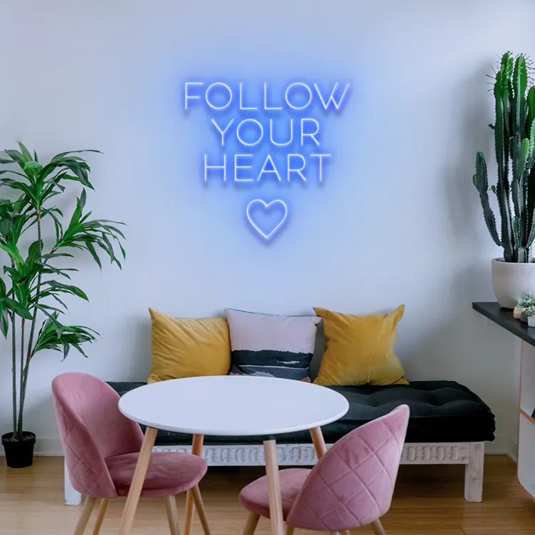 Koncept Drop Shipping 20 pollici segui il tuo cuore led luce al neon personalizzata pubblicità al Neon LED insegna al Neon