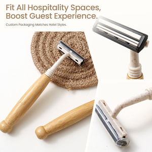 Set de Artículos de Aseo Desechables de Lujo para <span class=keywords><strong>Hotel</strong></span>, Set de Maquinillas de Afeitar de 2 Cuchillas, Ecológicas, de Bambú, Biodegradables, para Resort - Product Image 3