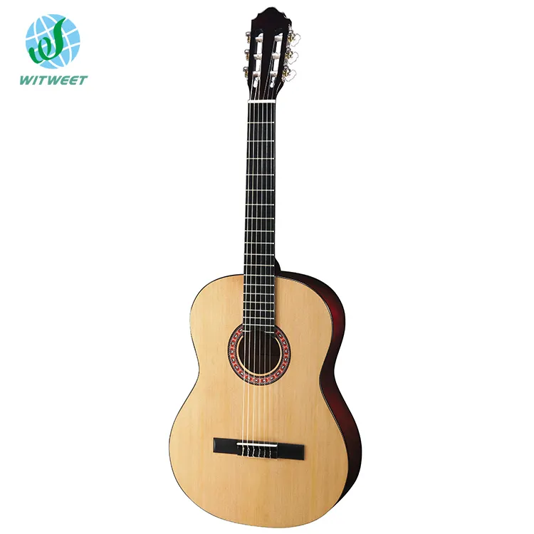 Guitarra Clásica de nailon para principiantes, instrumento musical de cuerda, tamaño completo, 39 pulgadas, 4/4, precio bajo, fábrica