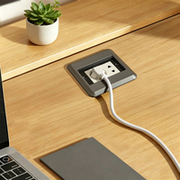 Enchufe de Mesa de Acero Inoxidable IP44, Resistente al Fuego, Alta Capacidad de Carga, 4 Tomas de Corriente, Estándar Universal, para Interiores