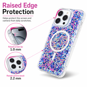 Funda magnética con brillantina epoxi para iPhone, transparente, a prueba de golpes, de TPU, compatible con carga inalámbrica, funda protectora brillante. - Product Image 1