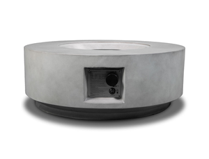 Table de foyer au gaz moderne, ronde, en béton, pour extérieur, avec pierres de <span class=keywords><strong>lave</strong></span> et housse de protection contre la pluie, table de foyer pour patio, terrasse, jardin - Product Image 1