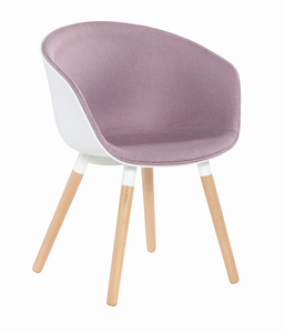 Modern Design Fabric <strong>Covered</strong> Beech Wood Leg <strong>Half</strong> Upholstered Dining <strong>Chair</strong> - Product Image 2