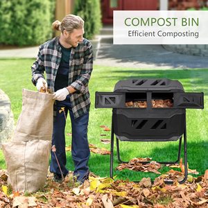Poubelle roulante de jardin de 43 gallons Tumbler Waste Tumbling <span class=keywords><strong>Compost</strong></span> Barrel BPA Free Gardening Tool Composter with Metal Stand - Product Image 2