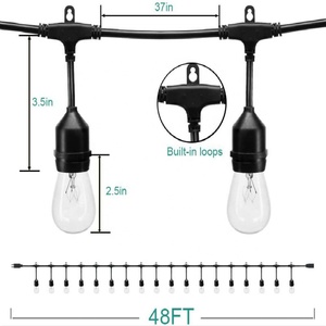 48 pies al aire libre impermeable Flexible blanco cálido LED Cadena de luz enchufes colgantes para Patio iluminación de vacaciones - Product Image 3