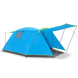 Large 3-4 Person Camping Tent with Front and Rear Double Doors Waterproof for Hiking Outdoor Aluminum Pole for Family Parties