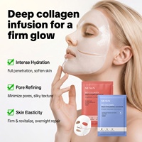 Masque facial bio-collagène OEM 4 pièces, masque en feuille pour le visage, effet apaisant et hydratant, de blanc à transparent, soin après-soleil