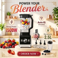 Mixeur et robot culinaire HGM à commande automatique, robuste, électrique, silencieux, pour jus et smoothies, usage domestique