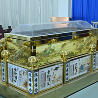 Carroza Funeraria de Titanio Dorado con Enfriamiento Directo, Plataforma de Exhibición, Área Floral Central, Puertas Dobles Correderas y Cuerpo de Cobre