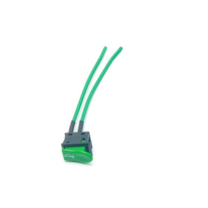 Interrupteur à bouton-poussoir avec câblage pour modification de moto, indicateur lumineux vert, matériau plastique - Product Image 1