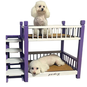 Lit superposé en bois massif à double couche pour animaux de compagnie Lit confortable pour chiots de style princesse pour chiens et chats pour amis à fourrure - Product Image 5