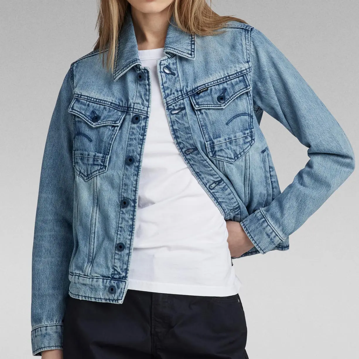 Crop Top New Design Casual Single Button Turn Down Fashion Collar Denim Jacket For Women