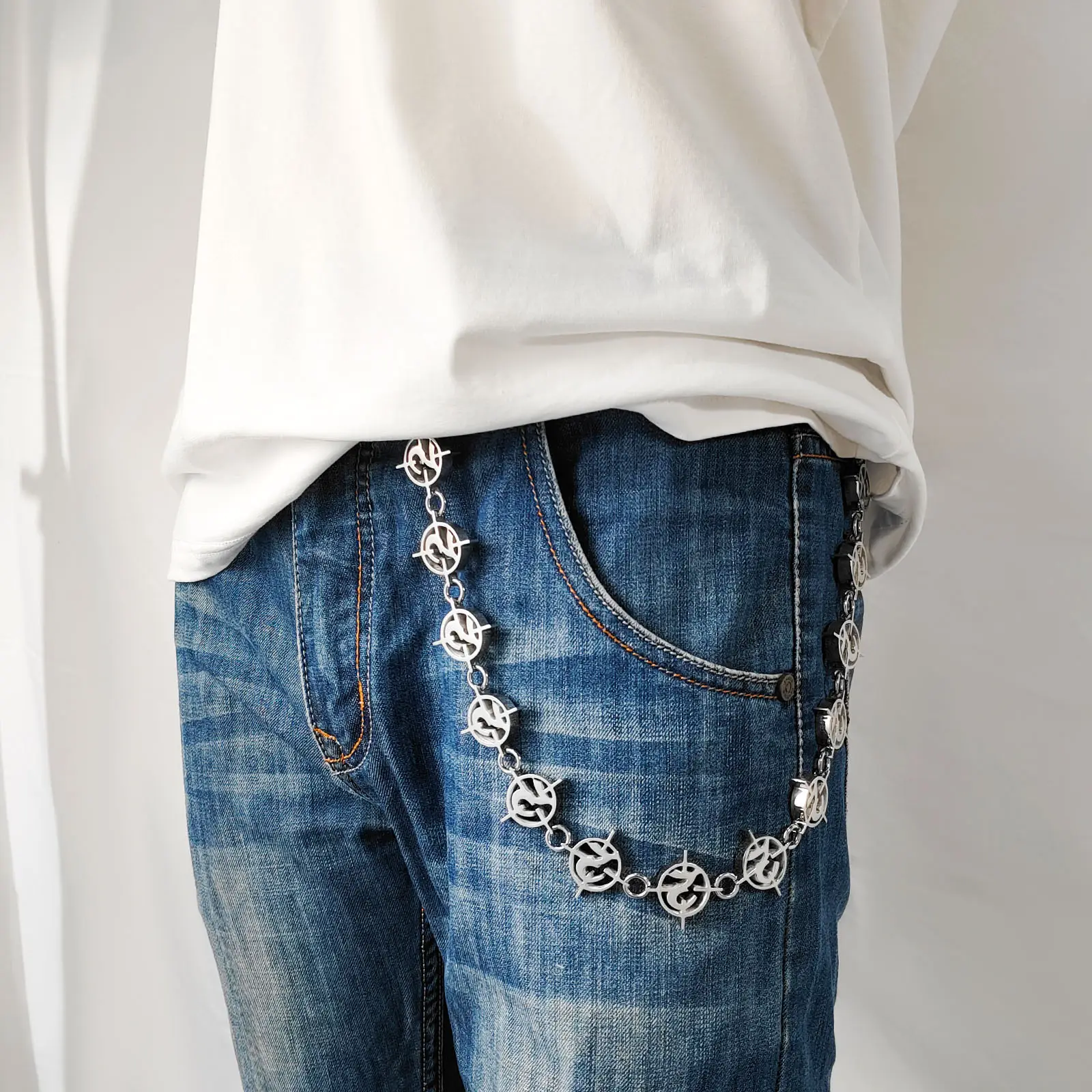 Individuelle Edelstahl Jeans-Kette Modische Hip Hop-Karteikhoch