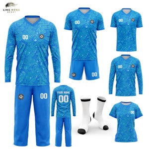Custom voetbal trainingshirt 100% polyester, hittetransfer bedrukt, ademend, sneldrogend, vochtregulerend, V-hals, korte mouwen - Product Image 1