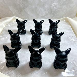 Statuette Pokémon all'ingrosso da 7,5 cm: Sculture in cristallo di ossidiana nera naturale di <span class=keywords><strong>Pikachu</strong></span> per decorazioni da scrivania - Product Image 4