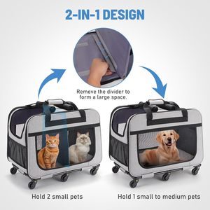 Premium Extra Large doppio trasportino per animali da compagnia rotolamento per cani di piccola taglia gatti poliestere trasportino trasporto gatti 2 gatti supporto - Product Image 4