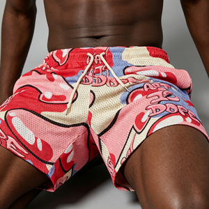 Shorts de basket-ball streetwear personnalisés de haute qualité 100 % polyester, vente en gros, shorts de sport vierges double couche unisexe en maille pour hommes - Product Image 4