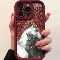 Coques de Téléphone Antichoc de Luxe Motif Chevaux pour iPhone 17 Air 16 15 Plus Pro Max 14 13 12 11 X XR – Protection Arrière Anti-chute
