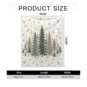 Maßgefertigte Flanell-Decke mit Aquarell-Weihnachtsbaum-Motiv, Vollflächendruck, Weiche Warme Gemütliche Wurfdecke für Bett, Sofa, Camping, Geschenk - Product Image 3