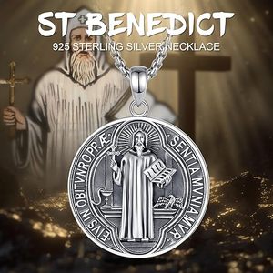 <span class=keywords><strong>Medalla</strong></span> <span class=keywords><strong>de</strong></span> <span class=keywords><strong>San</strong></span> <span class=keywords><strong>Benito</strong></span>, Collar con Colgante <span class=keywords><strong>de</strong></span> Doble Cara, <span class=keywords><strong>Plata</strong></span> 925, Relieve Retro, Collar Católico con Tema <span class=keywords><strong>de</strong></span> Fe, Joyería para Hombres y Mujeres - Product Image 6