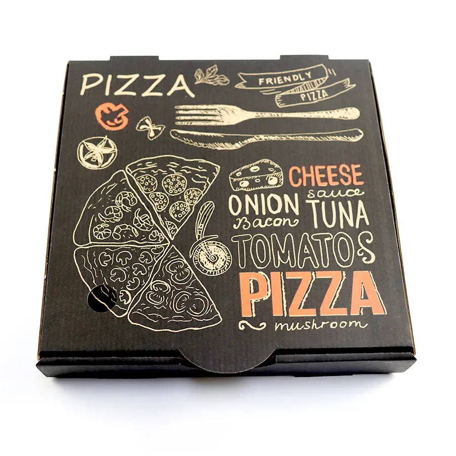生分解性高品質ピザ配送ボックスロゴピザボックス付きピザボックス