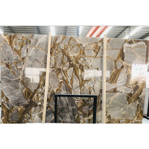 Fabrika doğrudan satış grafik tasarım doğal oniks beyaz altın damarlar mermer taş döşeme fayans arka plan DUVAR KAROLARI fiyat - Product Image 6