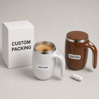 Mug à café à agitation magnétique automatique 380 ml en acier inoxydable 304, tasse mélangeuse à une touche, large ouverture, facile à nettoyer, logo personnalisé