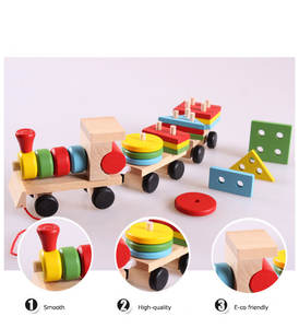 hot sale funny baby safety build the Shape matching trail wooden blocks train children toys - Product Image 5