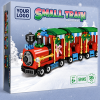 Set de Bloques de Construcción de Tren Navideño Personalizado de 385 Piezas, Juguete de Construcción de Locomotora de Vapor 3D DIY, Ladrillos STEM, Marca Privada OEM
