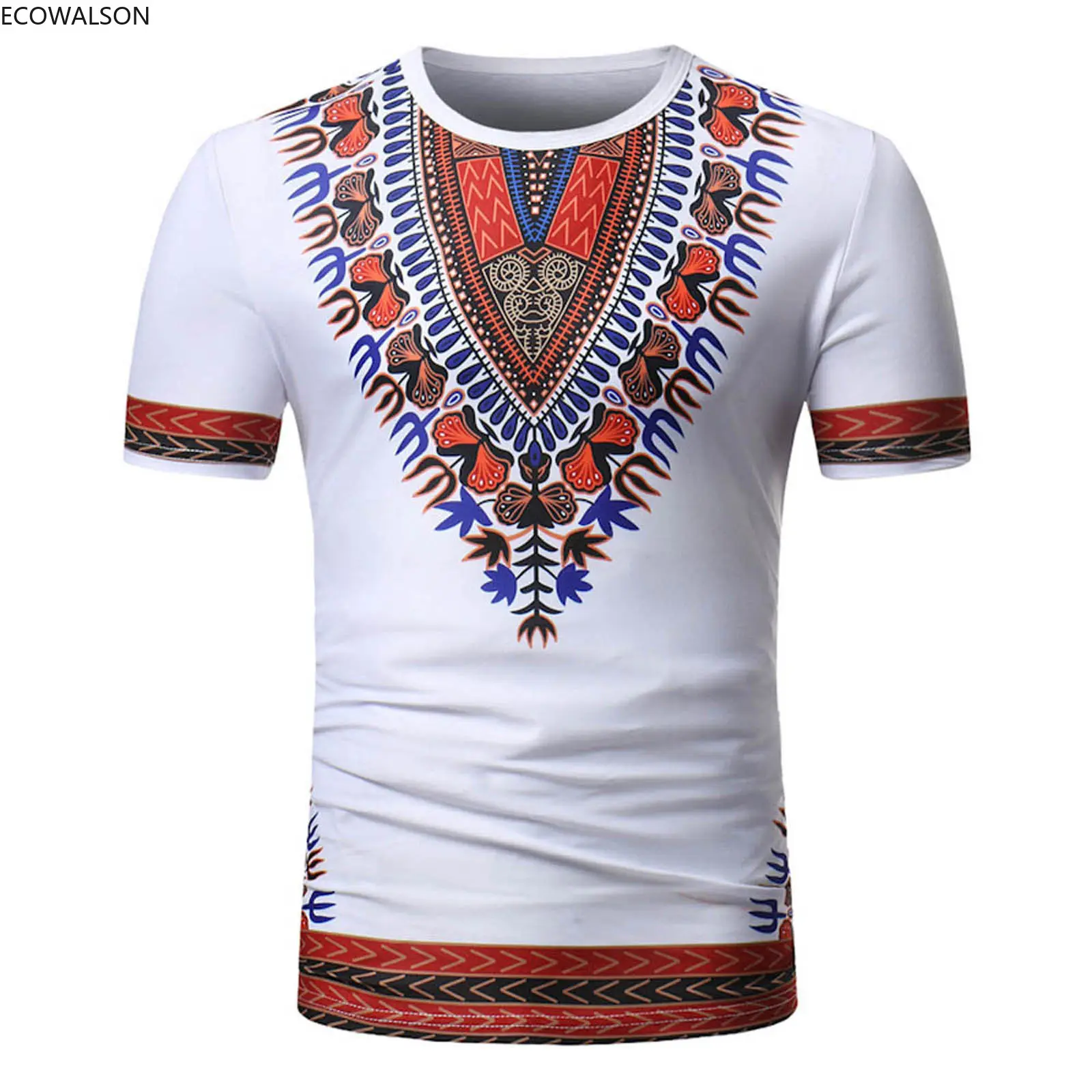 Men T Shirt African Dashiki Print Short Sleeve Spring Summer Casual Slim 3d Printed Ethnic T Shirt Tee Top Male Clothing Coldker