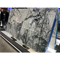 Dalles de marbre bleu et blanc en travertin polies, imperméables, pour la décoration des halls d'hôtel, des portes, des comptoirs, textures uniques, carreaux gris, garantie 1 an