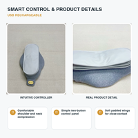 Masseur pour le cou et les épaules avec chaleur, conception à pression d'air rechargeable, 3 niveaux d'intensité, gris clair, pour la maison et le bureau