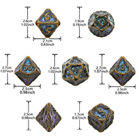 Ensemble de dés de jeu de rôle en métal argenté taché de sang, motif grimpant, 1 pièce, couleur personnalisée, écologique, fait main, à bords tranchants, polyédrique, pour jeux de table