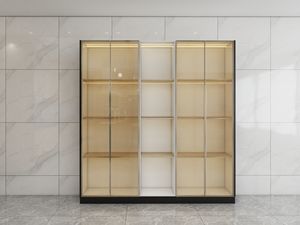 Gabinetes de Cocina Modulares Modernos de Alto Brillo, Puertas de Vidrio Marrón de Lujo, Construcción de Madera Contrachapada, Diseño Impermeable, Protector Contra Salpicaduras - Product Image 5