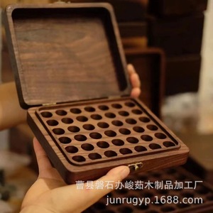 Wooden Essential Oil Storage <b>Box</b> Flip Top Organizer Round Hole Aromatherapy <b>Makeup</b> Lipstick Perfume <b>Box</b> Retro Style Shandong - Product Image 2