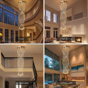 Décoration intérieure de luxe moderne GU10 LED Ampoule Loft Appartement <span class=keywords><strong>Lustre</strong></span> en cristal Long <span class=keywords><strong>Lustre</strong></span> pour haut plafond Hôtel Maison Escalier - Product Image 5