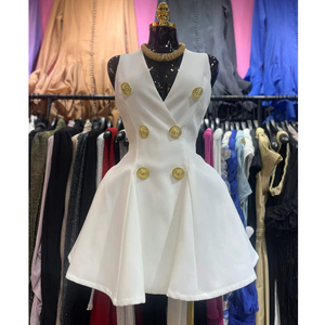 <span class=keywords><strong>Abito</strong></span> Mini Estivo da Donna alla Moda Francese, Sottile ed Elegante, con <span class=keywords><strong>Doppio</strong></span> <span class=keywords><strong>Petto</strong></span> e Scollo a V, Linea ad A, Sexy, per Vacanze - Vendita all'Ingrosso dalla Fabbrica - Product Image 1