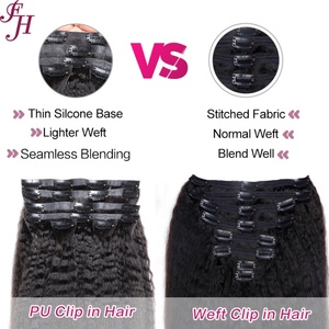Extensiones de Cabello con Clip FH Seamless, Color Negro Natural, Estilo Kinky Straight - Product Image 6