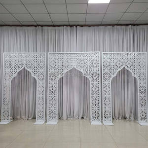 Furun fabrika oyma düğün kemer standı altın Metal zemin çiçek çerçeve düğün festivali olay dekor için - Product Image 4