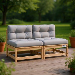 Ensemble de canapé de jardin sans accoudoirs en pin massif, meubles d'extérieur rembourrés pour patio, design minimaliste - Product Image 2