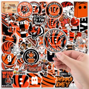 ZY1379C 50 autocollants imperméables <span class=keywords><strong>de</strong></span> la marque <span class=keywords><strong>Cincinnati</strong></span> Bengals pour décorer les cahiers, les skateboards, les vélos, les bagages, les jouets pour adolescents et enfants - Product Image 3