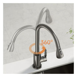 Robinet de cuisine moderne en acier inoxydable 304, mitigeur d'eau chaude et froide avec rotation à 360 degrés, robinet d'évier - Product Image 3