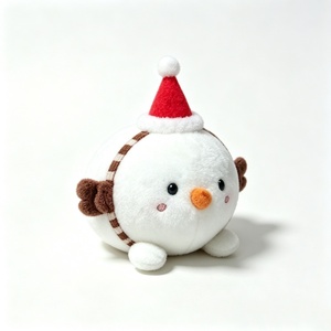 Oiseau de Noël personnalisé, oiseau en peluche rond, oiseau en peluche avec bonnet de Père Noël, jouet oiseau blanc d'hiver - Product Image 1