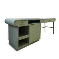 Meuble TV long en bois MDF personnalisé pour chambre d'hôtel, meuble TV classique pour hôtel, table de télévision en bois massif pour hôtel