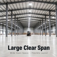 Entrepôt en structure métallique préfabriquée moderne Q355B avec ossature à portée libre pour applications logistiques, ateliers industriels et applications légères