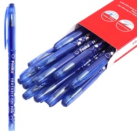 Stylo effaçable à encre gel bleue, faible MOQ (12 pièces/boîte), 0,5 mm avec gommes à effacer sur l'extrémité, pour fournitures scolaires et de bureau