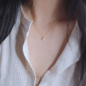 สร้อยคอทอง 14K ไข่มุกน้ำจืดธรรมชาติสีขาว/ชมพูสำหรับผู้หญิง - Product Image 3