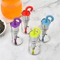 Infuseur à thé créatif et écologique en acier inoxydable 304 en forme de parapluie, avec couvercle en silicone et plateau anti-goutte, sans BPA, pour thé en vrac