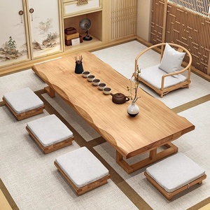 Juego de sillas de mesa de té Tatami japonés de madera maciza, mesa baja Simple, ventana flotante para Zen <span class=keywords><strong>Kung</strong></span> <span class=keywords><strong>Fu</strong></span>, <span class=keywords><strong>restaurante</strong></span>, hogar, sentado, hora del té - Product Image 1